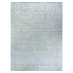 One-of-a-Kind Hand Knotted Overdyed Vibrance Light Blue Area Rug