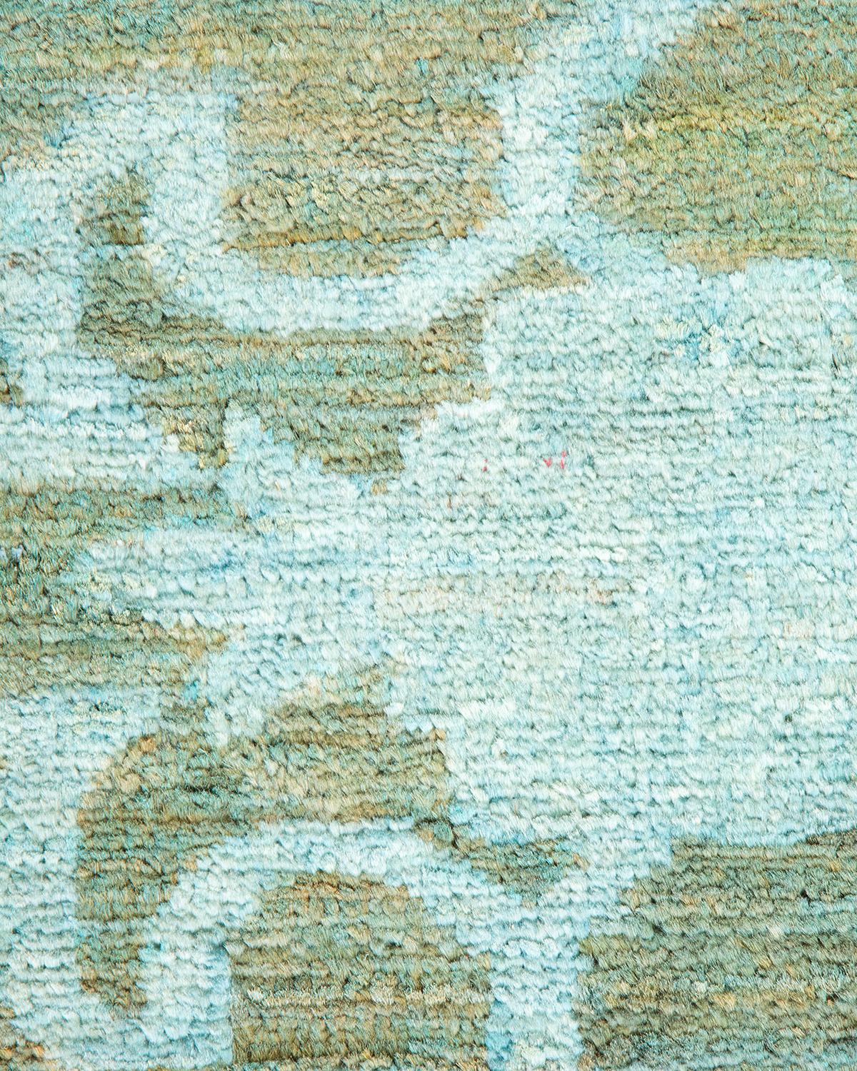 Pakistani One-Of-A-Kind Hand Knotted Overdyed Vibrance Light Blue Area Rug