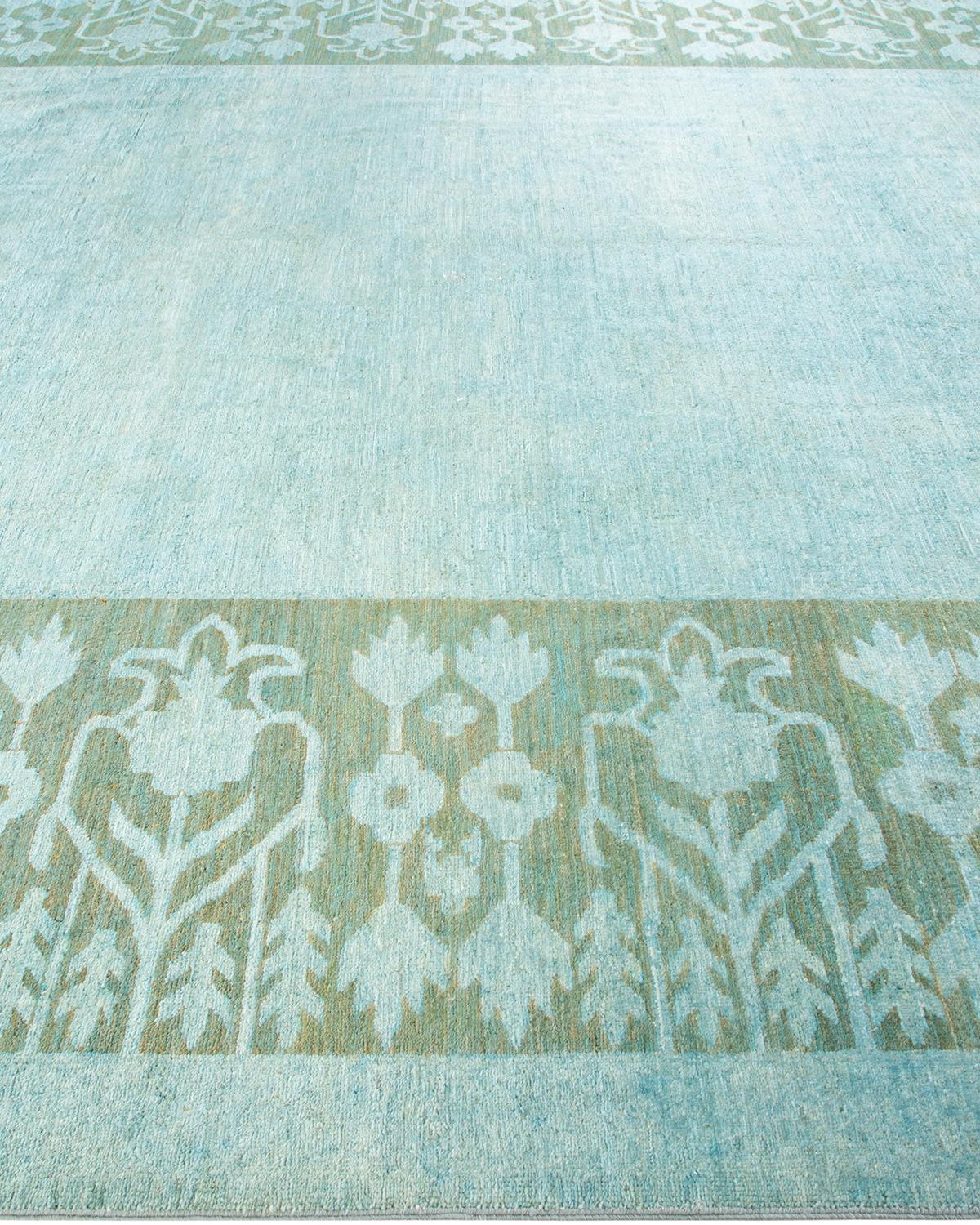 One-Of-A-Kind Hand Knotted Overdyed Vibrance Light Blue Area Rug In New Condition In Norwalk, CT