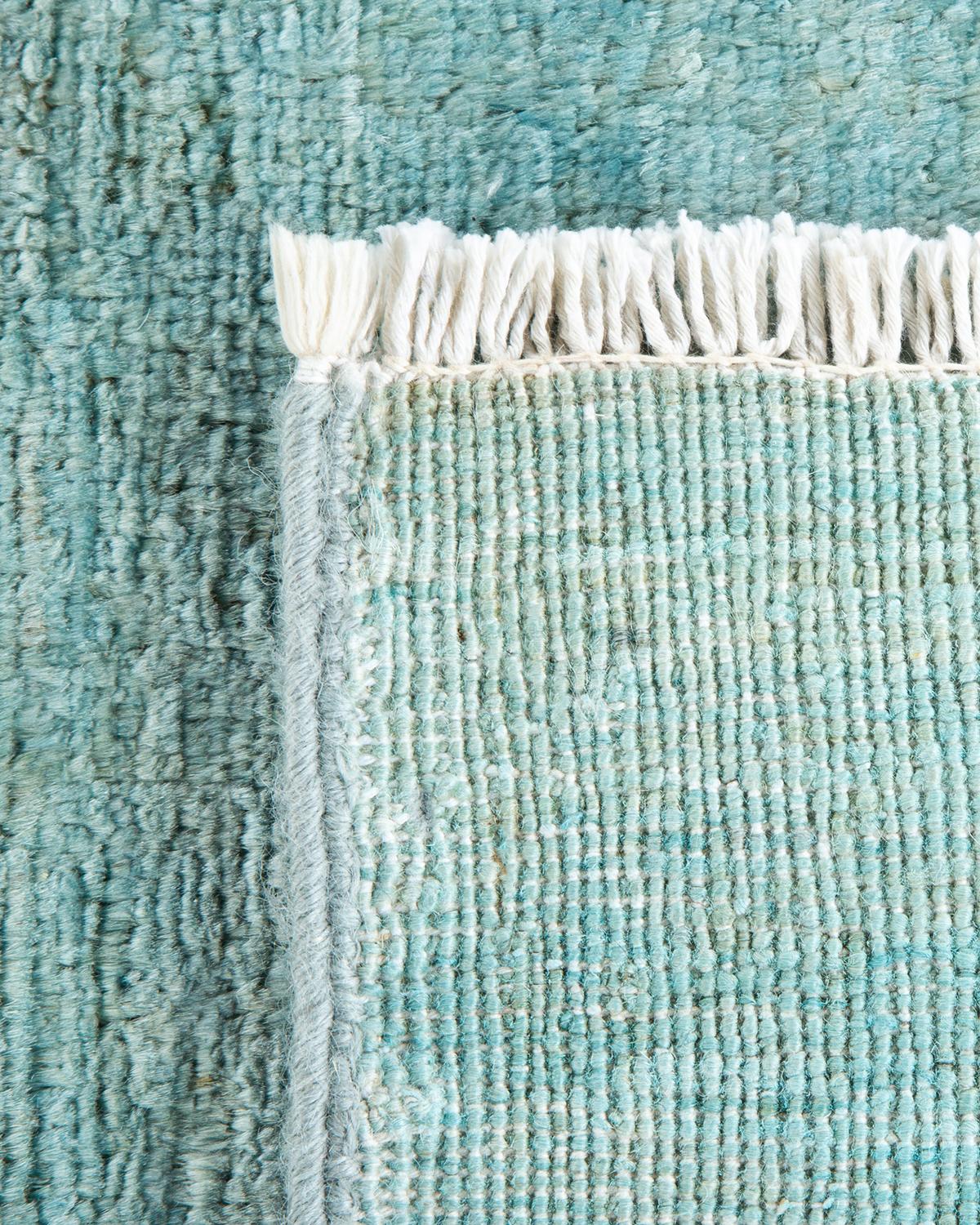 Contemporary One-Of-A-Kind Hand Knotted Overdyed Vibrance Light Blue Area Rug