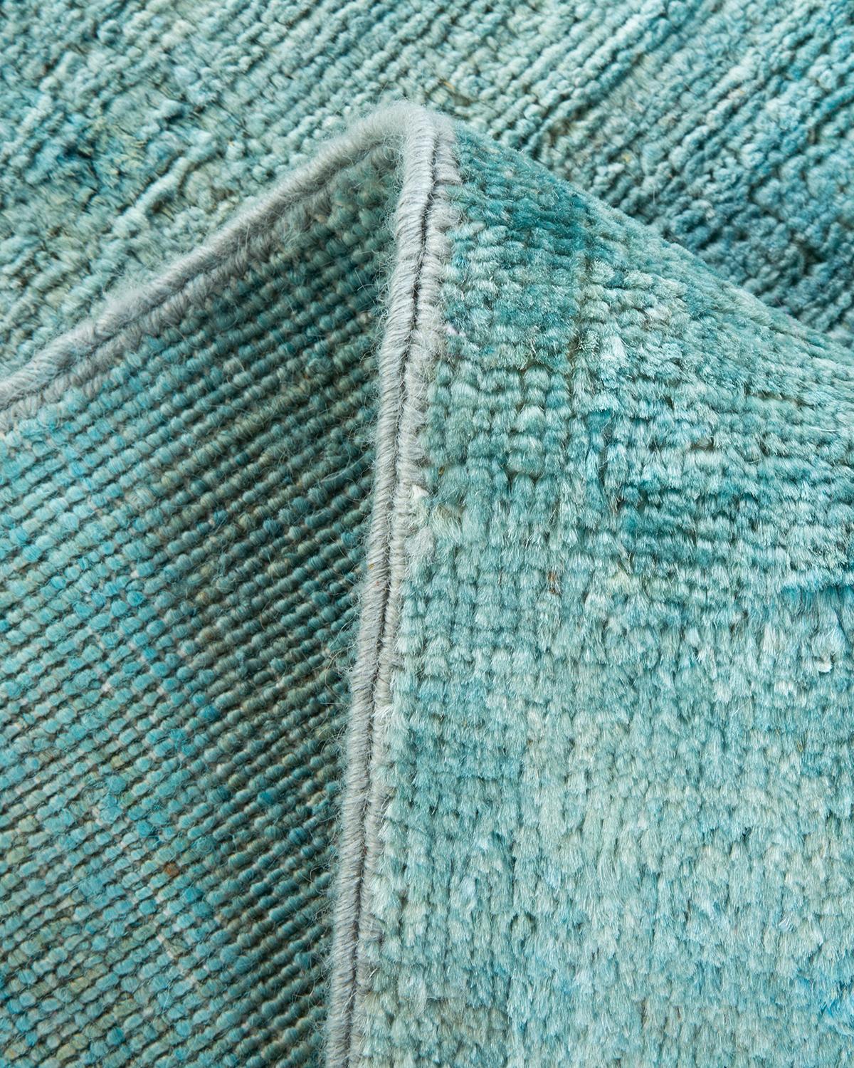 Wool One-Of-A-Kind Hand Knotted Overdyed Vibrance Light Blue Area Rug