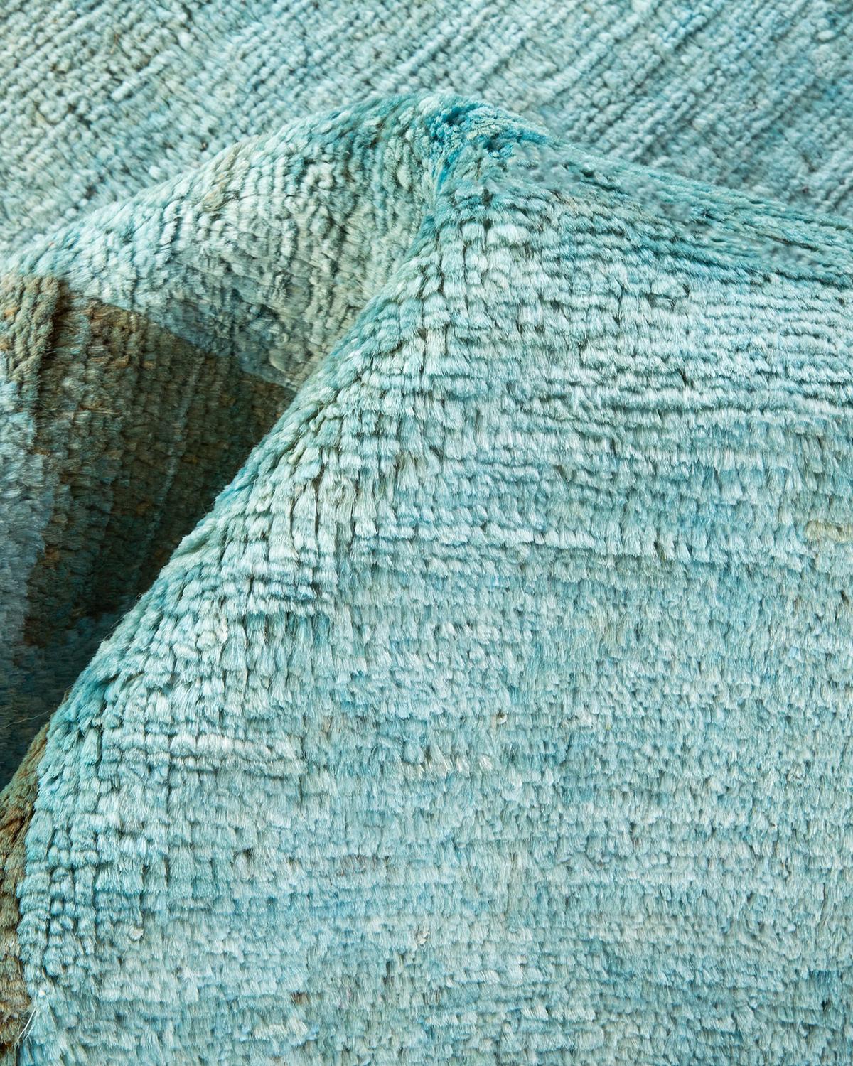 One-Of-A-Kind Hand Knotted Overdyed Vibrance Light Blue Area Rug 1