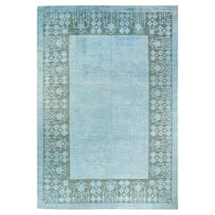 One-Of-A-Kind Hand Knotted Overdyed Vibrance Light Blue Area Rug