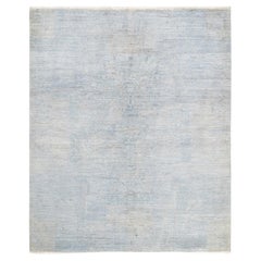 One-Of-A-Kind Hand Knotted Overdyed Vibrance Light Gray Area Rug 6' 0" x 6' 1"