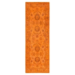 One-of-a-Kind Hand Knotted Overdyed Vibrance Orange Area Rug