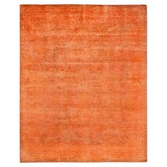 One-of-a-Kind Hand Knotted Overdyed Vibrance Orange Area Rug