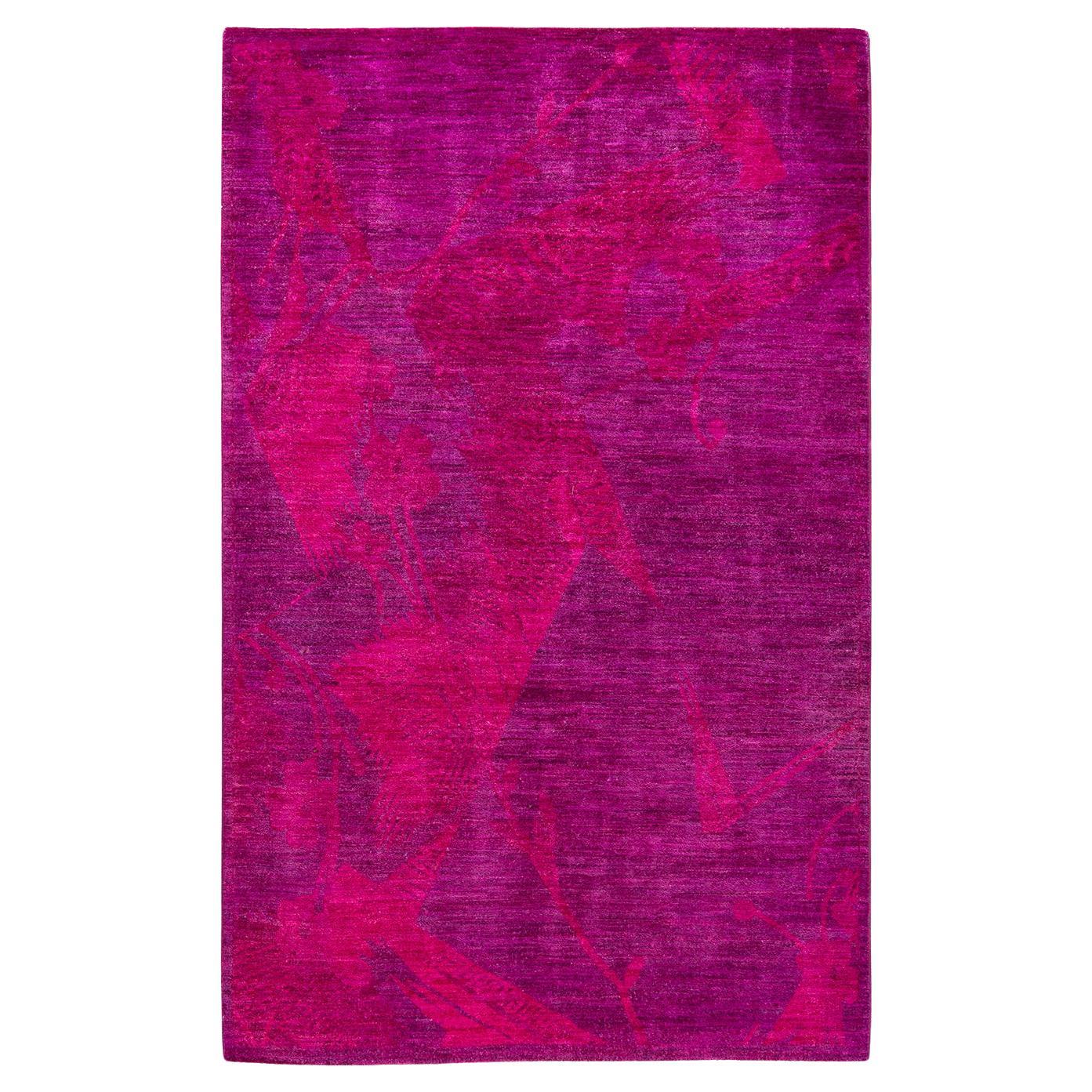 One-of-a-Kind Hand Knotted Overdyed Vibrance Pink Area Rug at 1stDibs