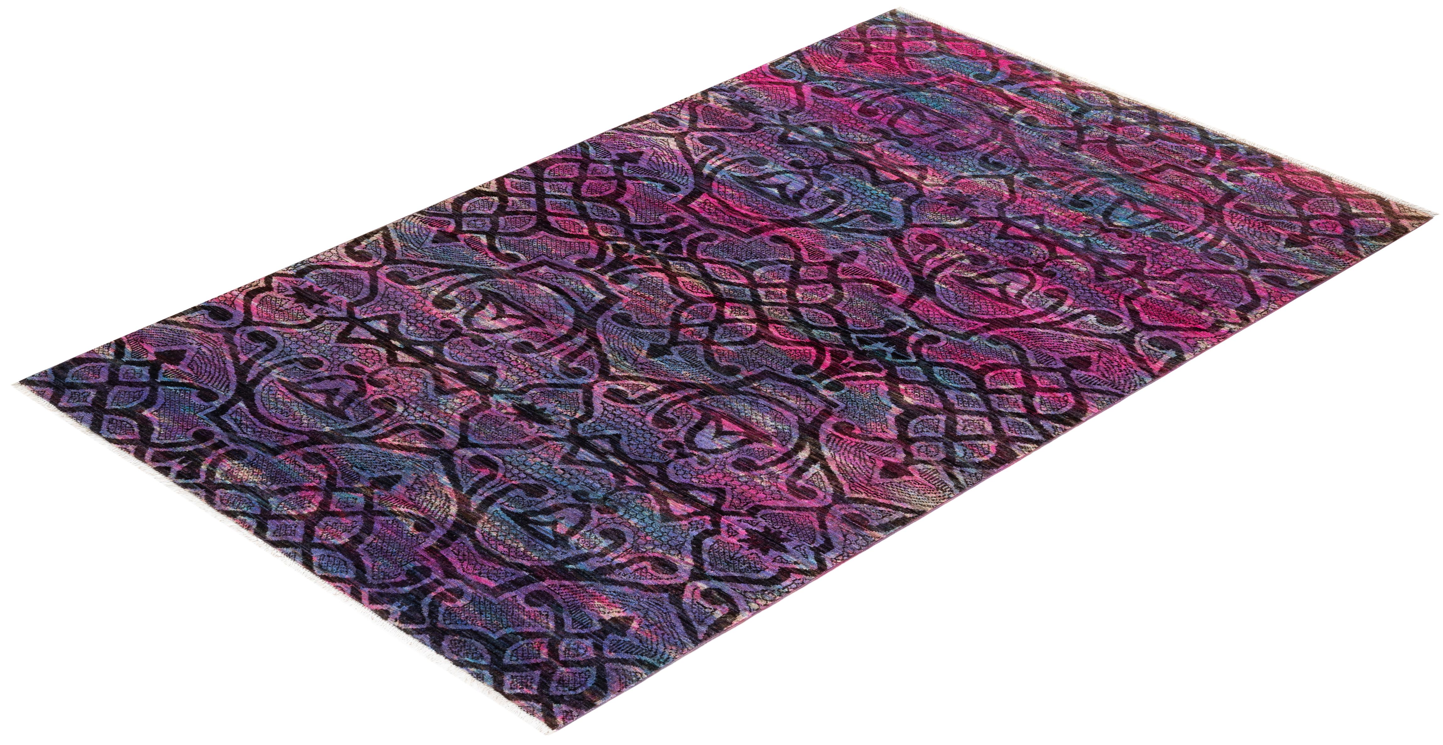 One-of-a-kind Hand Knotted Overdyed Vibrance Pink Area Rug For Sale 2