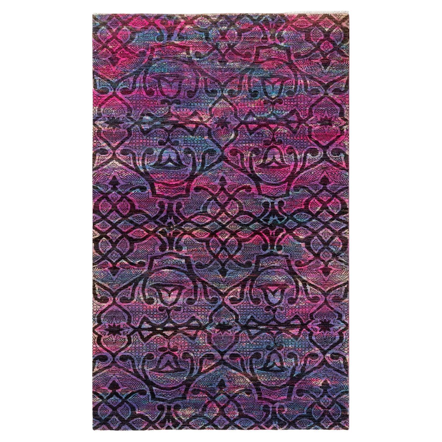 One-of-a-kind Hand Knotted Overdyed Vibrance Pink Area Rug For Sale