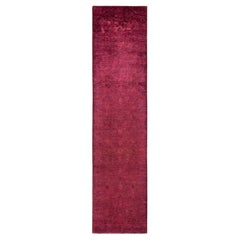One-Of-A-Kind Hand Knotted Overdyed Vibrance Purple Area Rug 3' 2" x 13' 7"