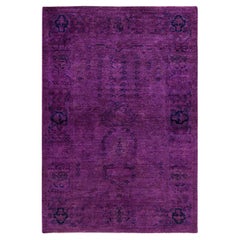 One-of-a-Kind Hand Knotted Overdyed Vibrance Purple Area Rug