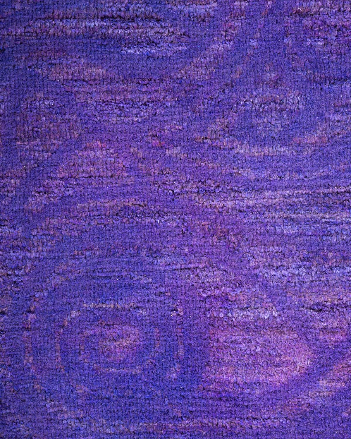 Pakistani One-Of-A-Kind Hand Knotted Overdyed Vibrance Purple Area Rug 7' 10