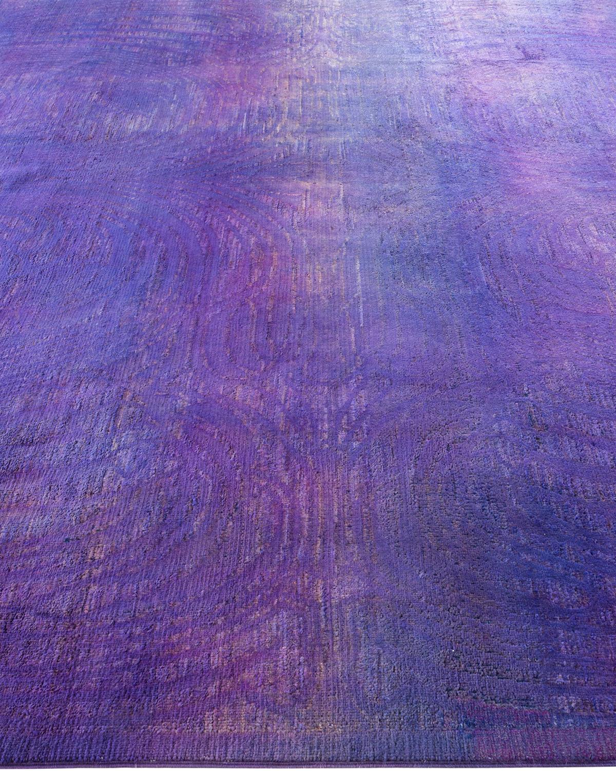 One-Of-A-Kind Hand Knotted Overdyed Vibrance Purple Area Rug 7' 10