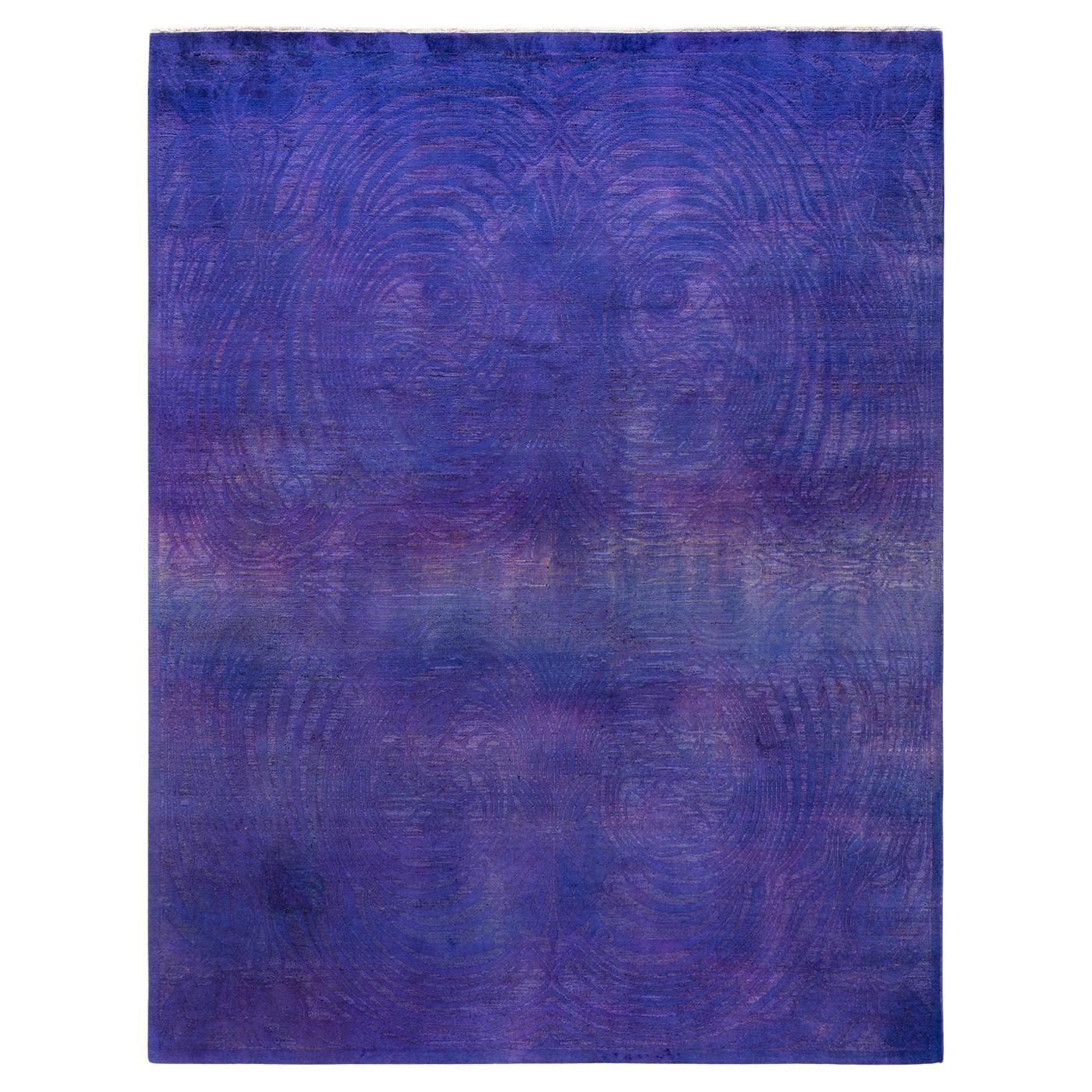 One-Of-A-Kind Hand Knotted Overdyed Vibrance Purple Area Rug 7' 10" x 10' 1"
