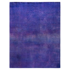 Tapis violet vibrant noué à la main unique en son genre, 7' 10"" x 10' 1""