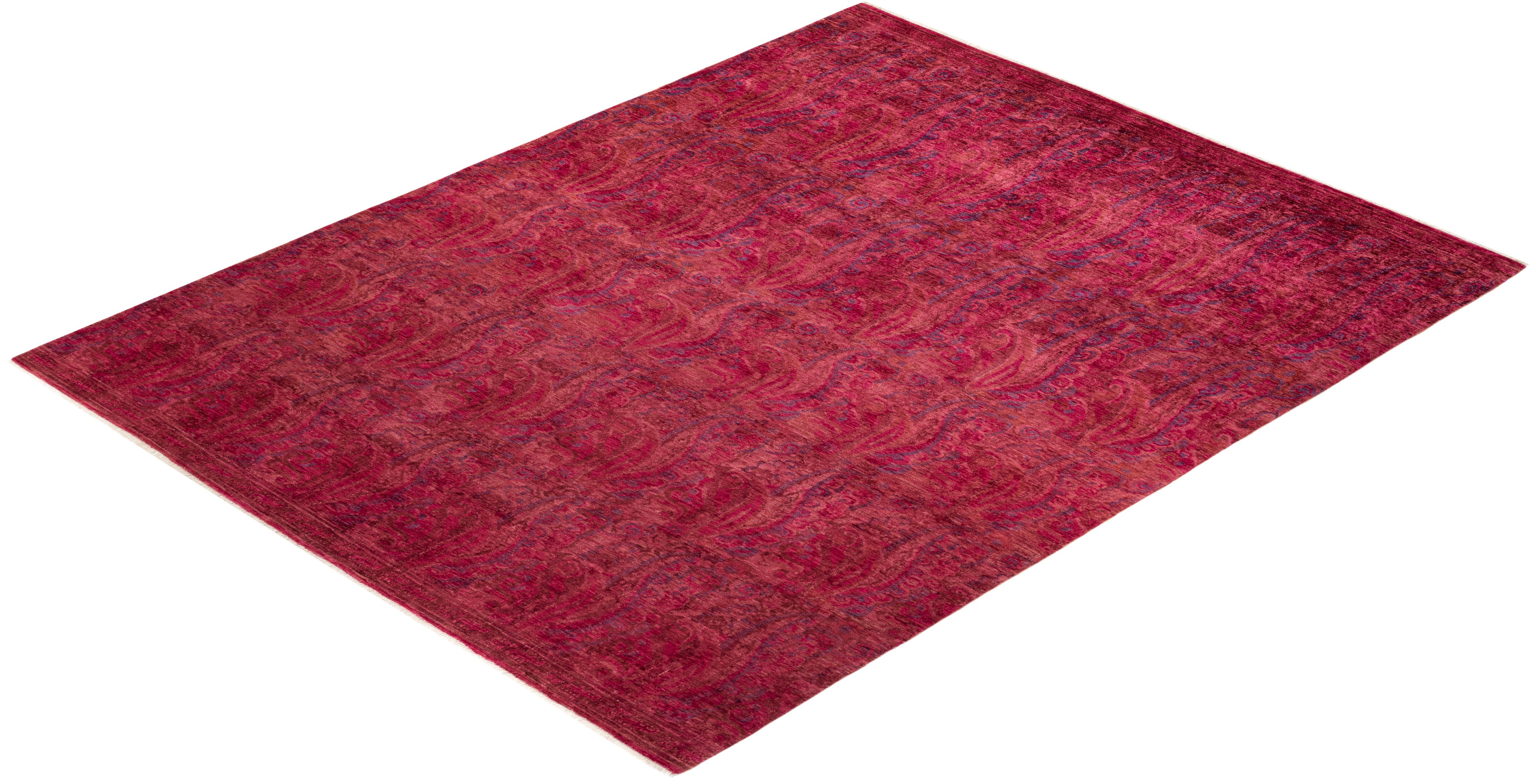 One-of-a-kind Hand Knotted Overdyed Vibrance Purple Area Rug For Sale 2