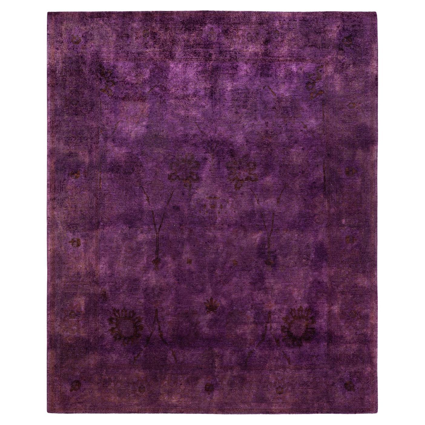 Tappeto per l'area Vibrance Purple unico nel suo genere, annodato a mano e sovratinto