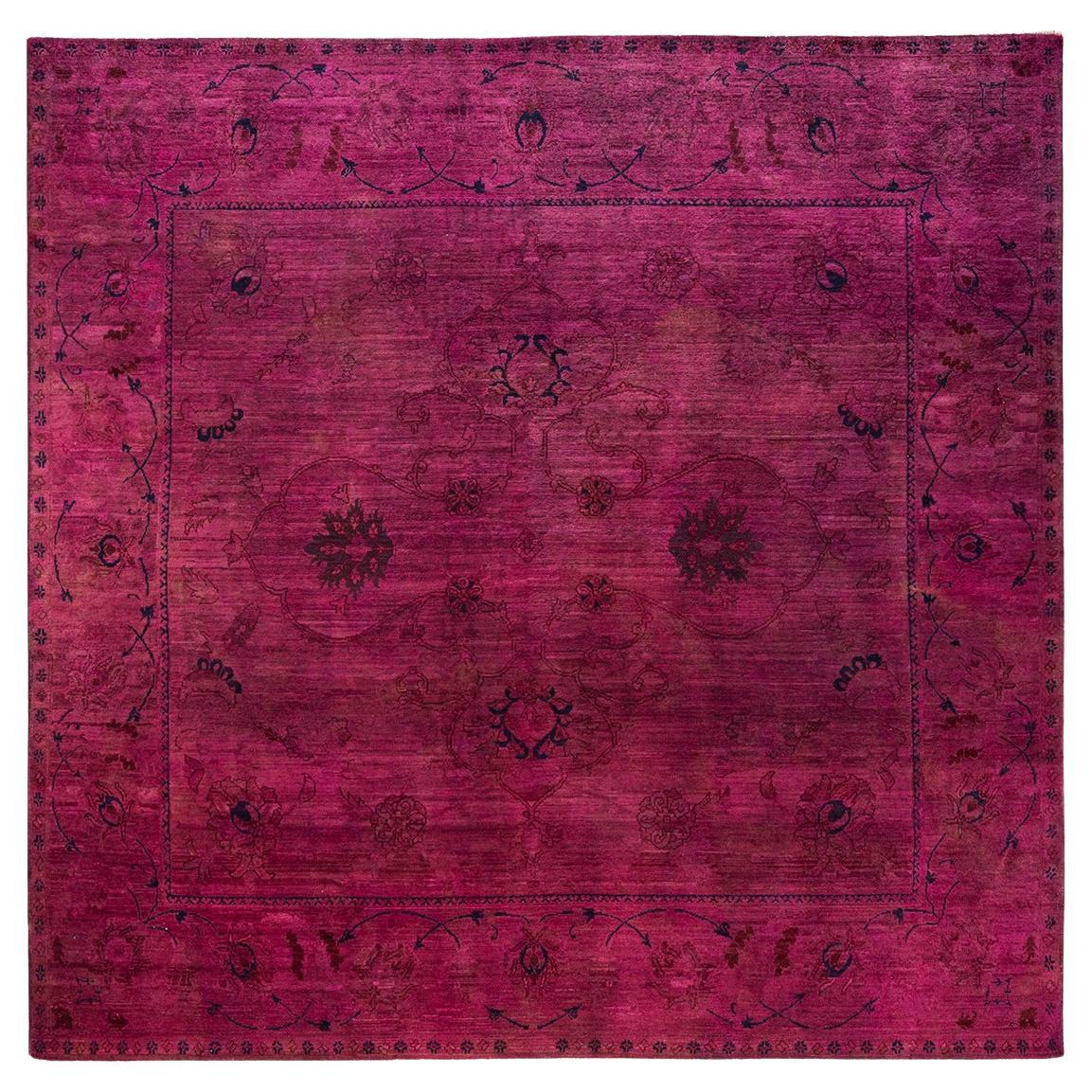 One-Of-A-Kind Hand Knotted Overdyed Vibrance Purple Area Rug 8' 8" x 8' 10"