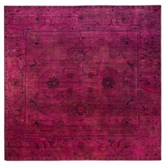 One-Of-A-Kind Hand Knotted Overdyed Vibrance Purple Area Rug 8' 8" x 8' 10"