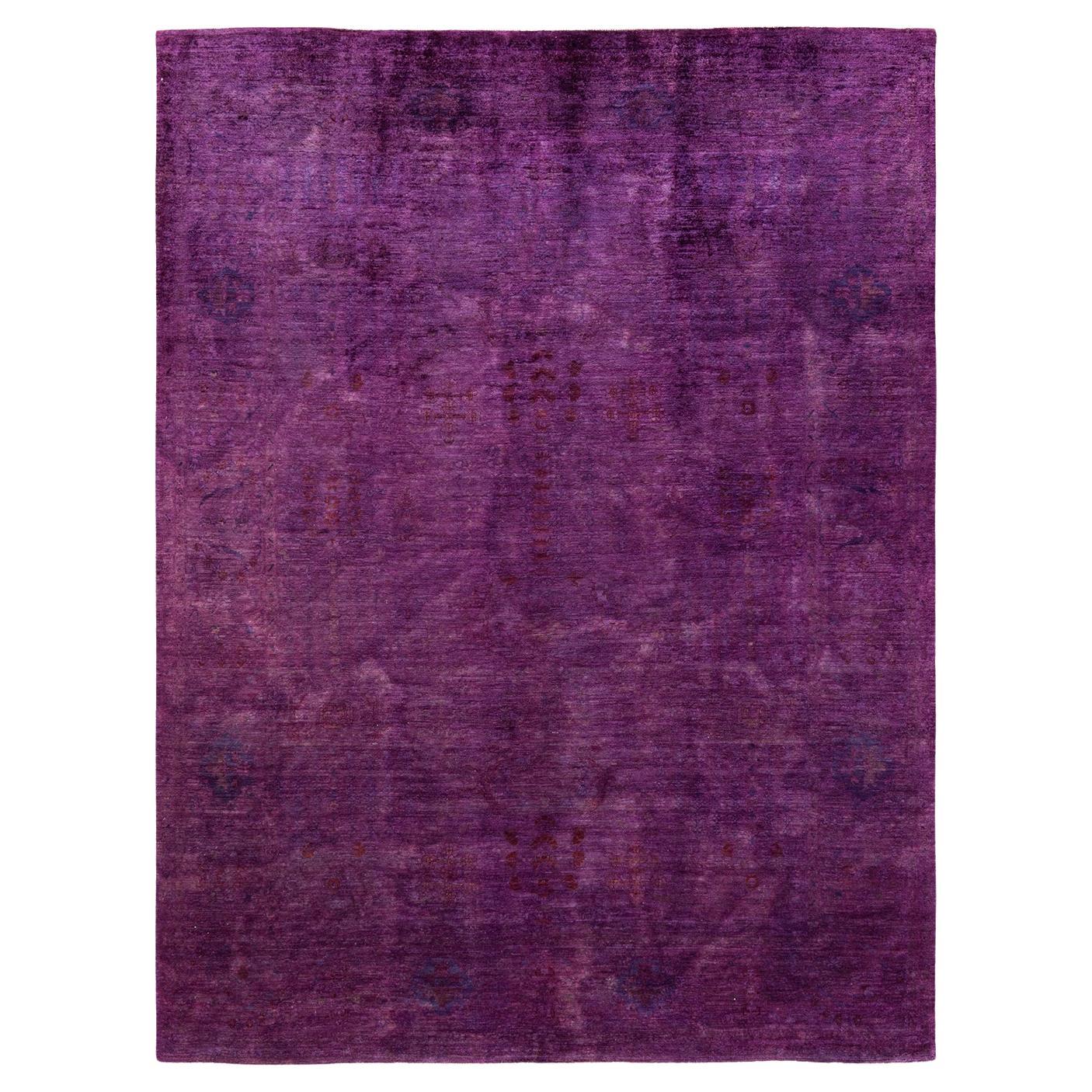 Tappeto per l'area Vibrance Purple, unico nel suo genere, annodato a mano e sovratinto
