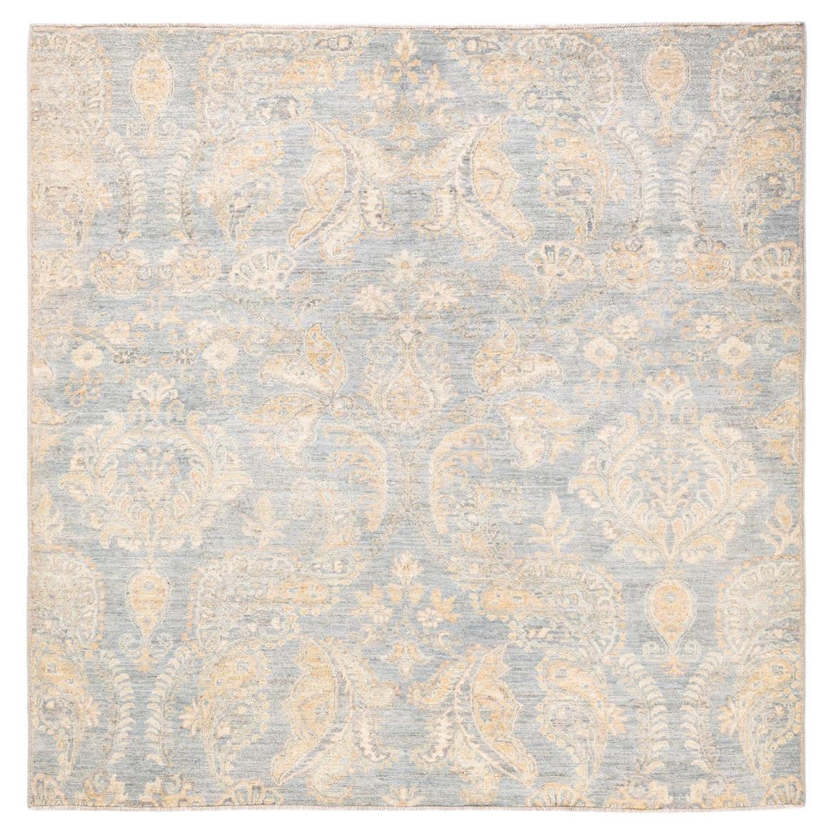One-of-a-kind Hand Knotted Paisley Eclectic Gray Area Rug For Sale