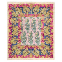 One-of-a-kind Hand Knotted Paisley Eclectic Ivory Area Rug