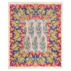 One-of-a-kind Hand Knotted Paisley Eclectic Ivory Area Rug