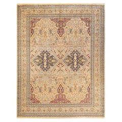 One-of-a-Kind Hand Knotted Paisley Mogul Ivory Area Rug