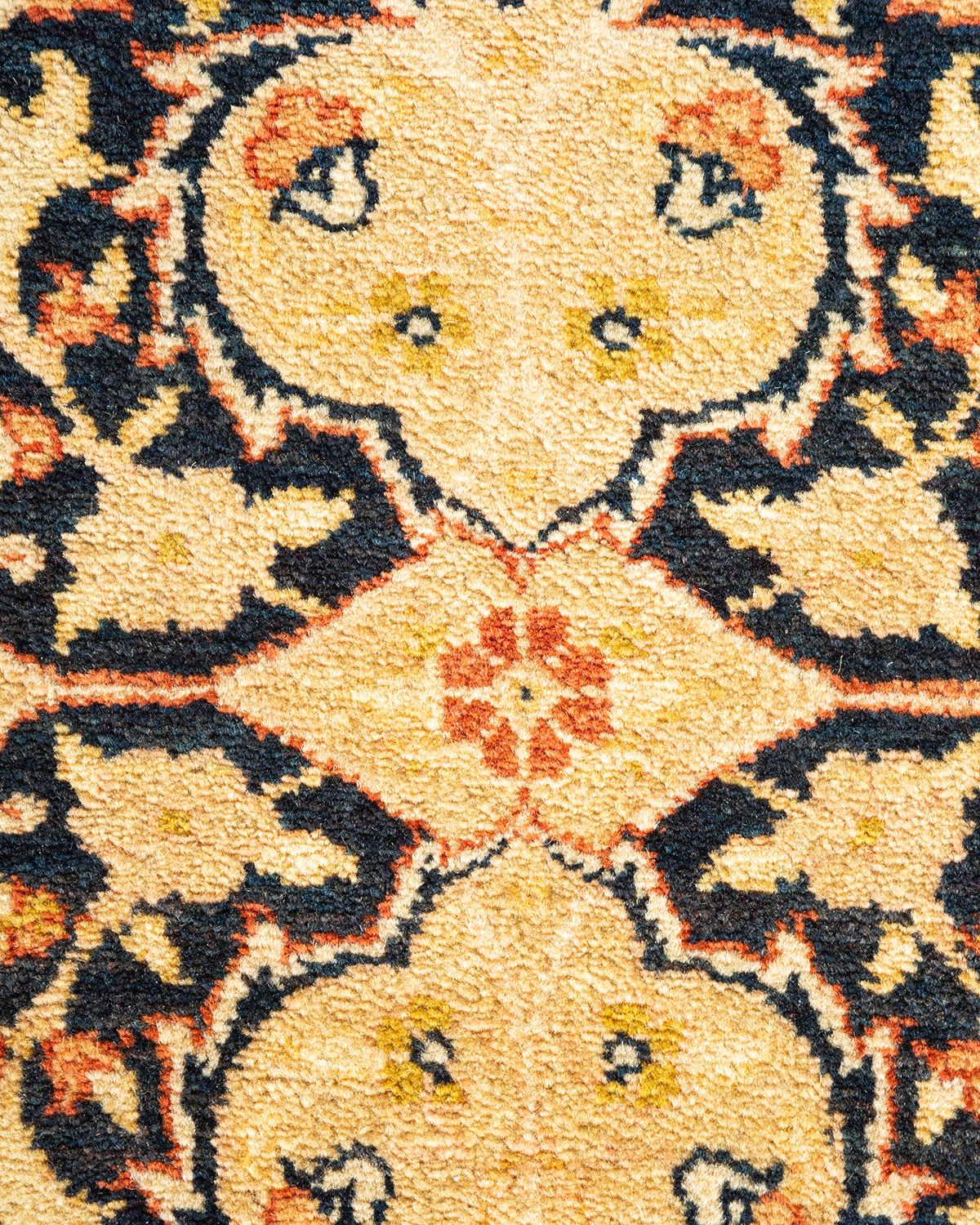 Pakistani One-Of-A-Kind Hand Knotted Paisley Mogul Yellow Area Rug