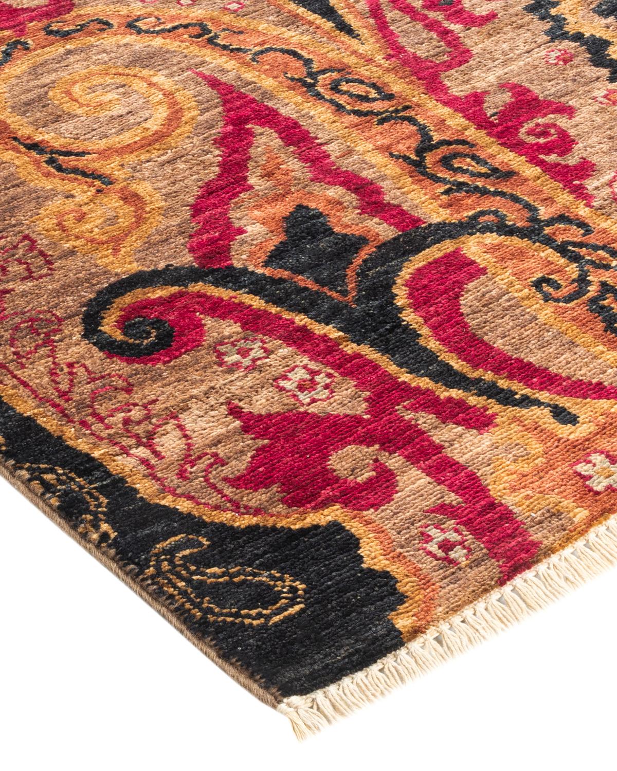 The meticulous art of hand-embroidered textiles from Uzbekistan tribes inspired the Suzani Collection of rugs. Bold motifs, particularly pomegranates, the sun, and the moon, are frequent elements, their simple yet compelling designs made even more