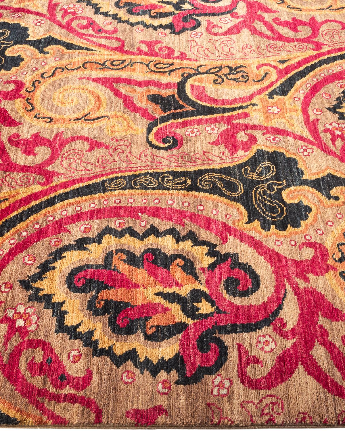 One-of-a-kind Hand Knotted Paisley Suzani Brown Area Rug In New Condition In Norwalk, CT