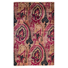 One-of-a-kind Hand Knotted Paisley Suzani Brown Area Rug
