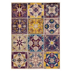 One-of-a-kind Hand Knotted Patchwork Eclectic Ivory Area Rug