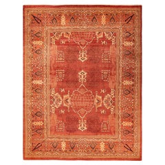 One-Of-A-Kind Hand Knotted Southwestern Eclectic Red Area Rug