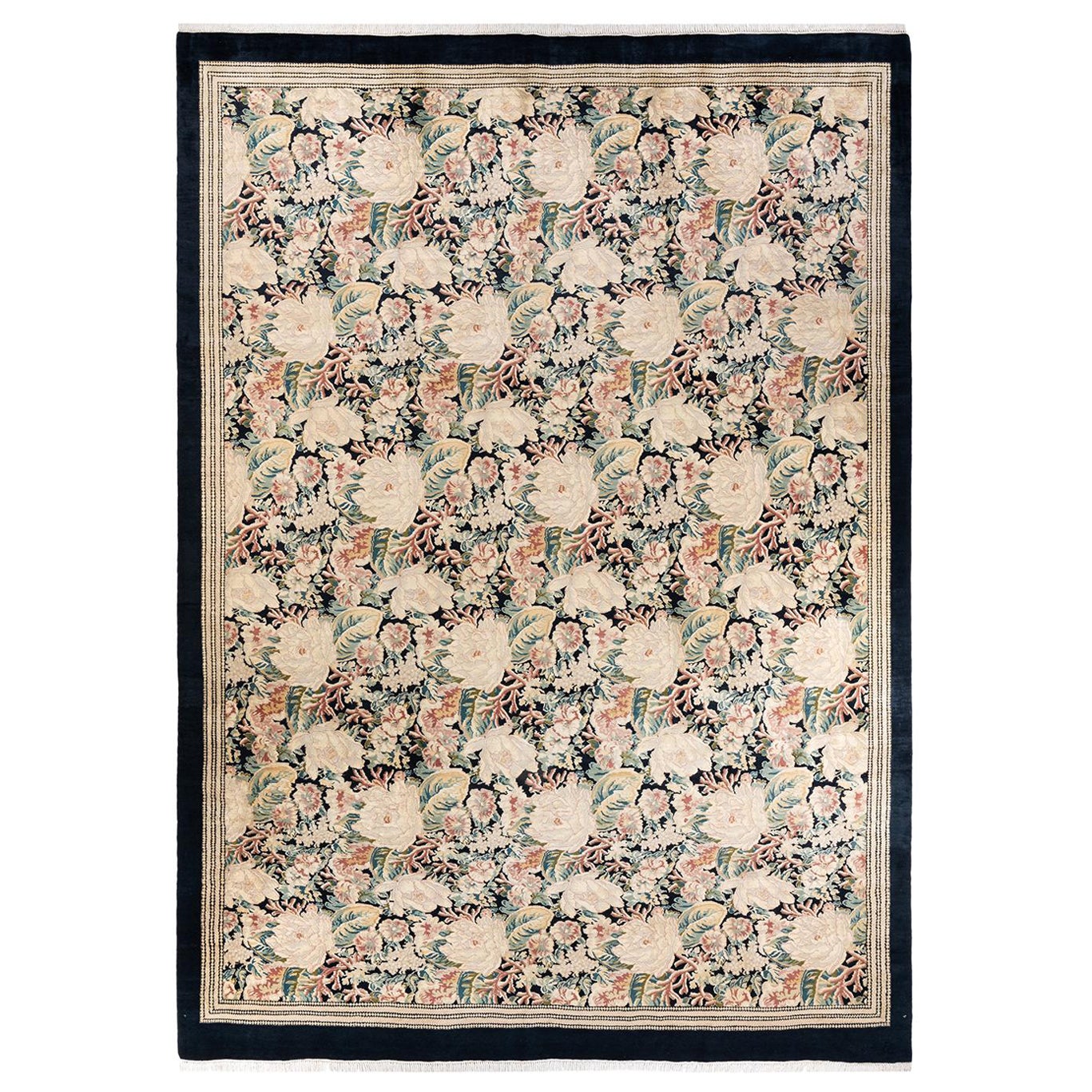 Tapis Mogul oriental noué à la main, unique en son genre, pour zone noire