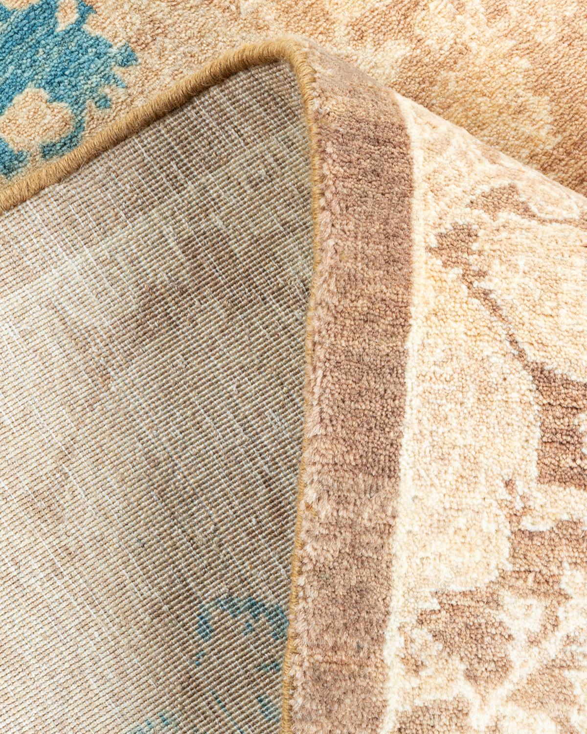 Alfombra Mogul Tradicional Abstracta Anudada a Mano Única Marrón Lana en venta
