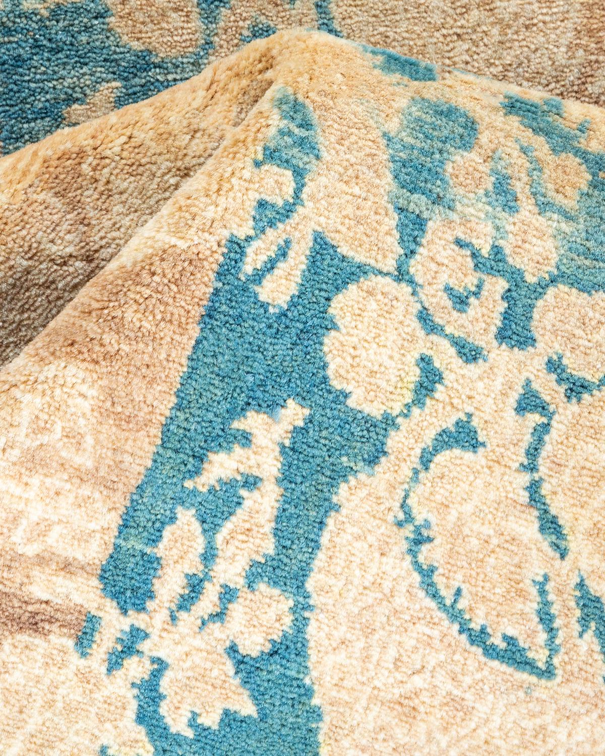 Alfombra Mogul Tradicional Abstracta Anudada a Mano Única Marrón en venta 1