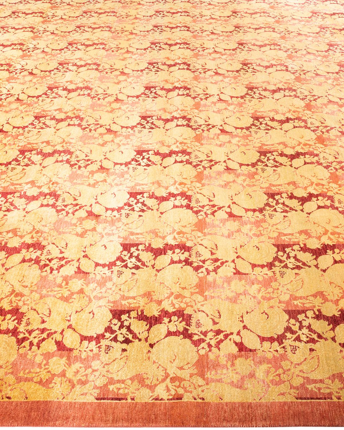 Alfombra única anudada a mano tradicional abstracta Mogul rosa en Nuevo estado para la venta en Norwalk, CT