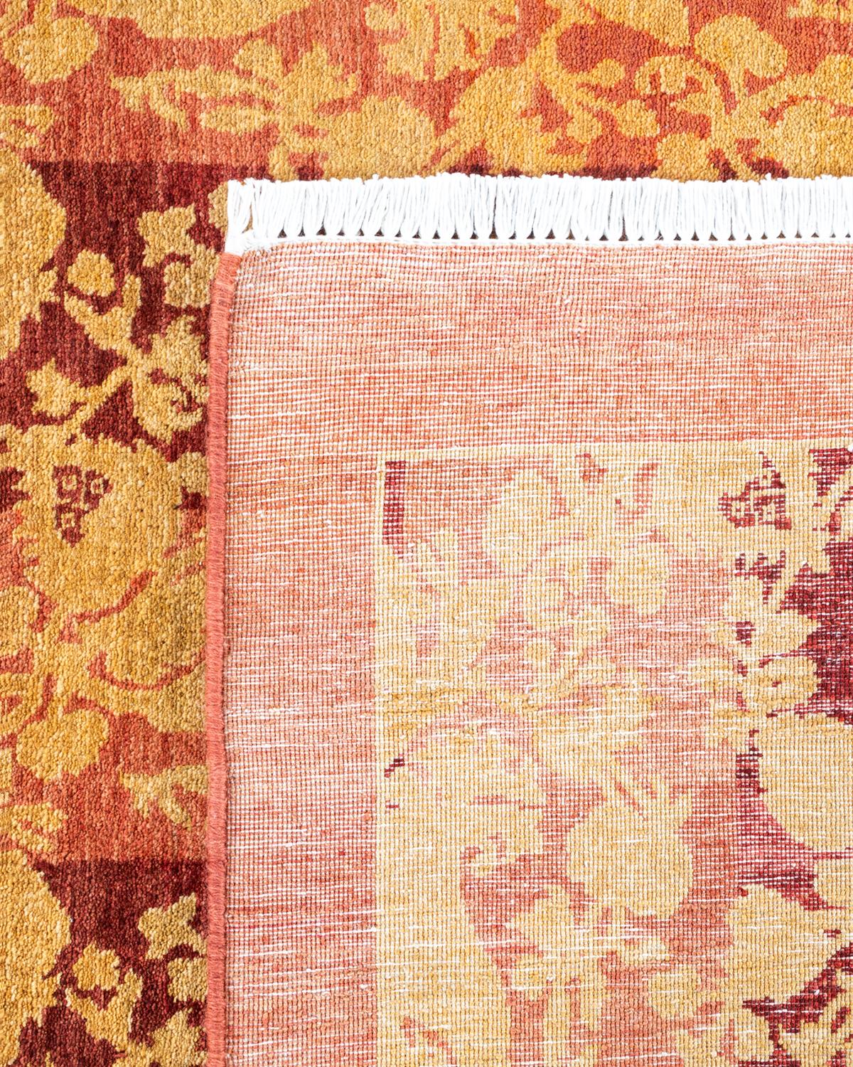 Alfombra única anudada a mano tradicional abstracta Mogul rosa Siglo XXI y contemporáneo en venta