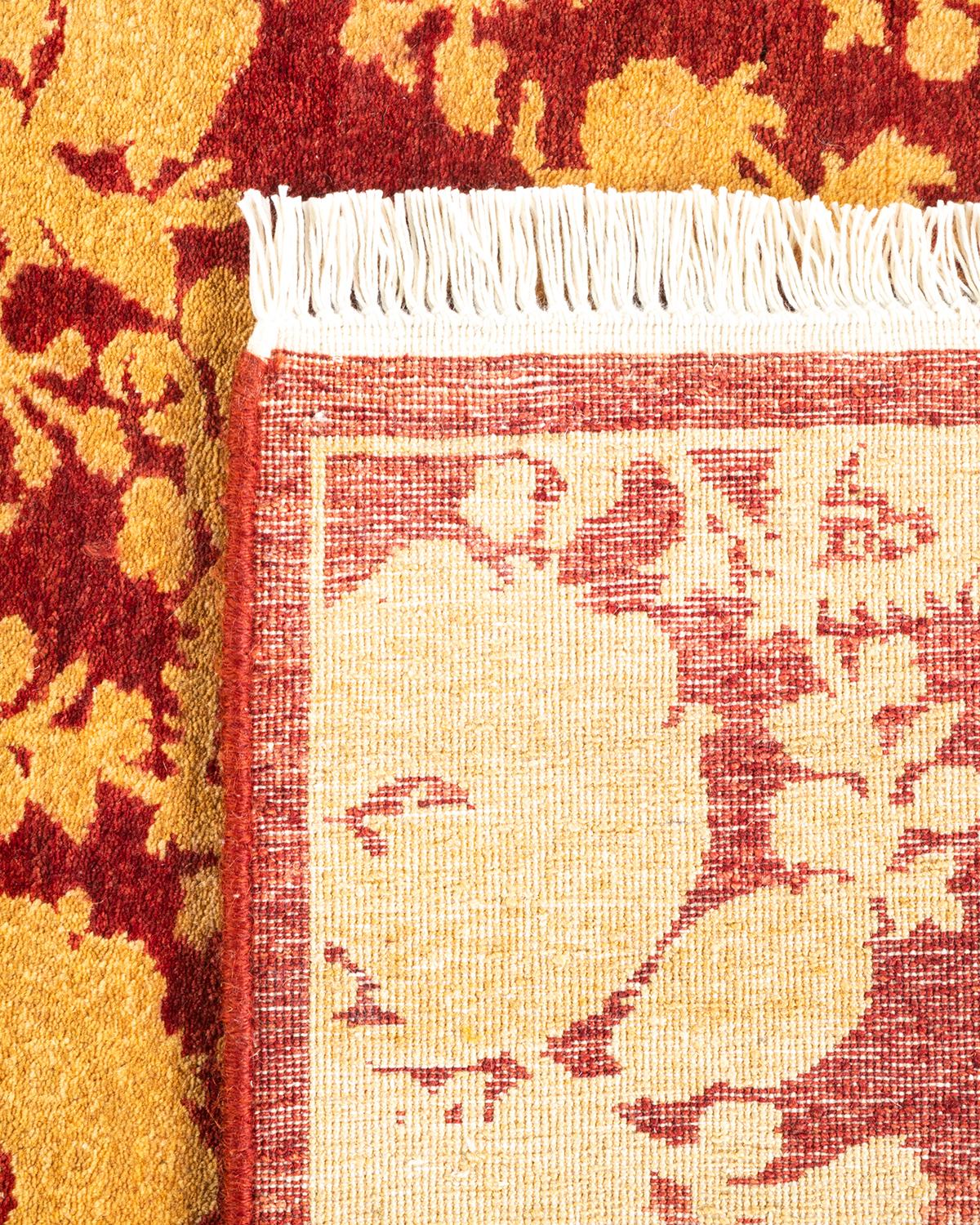 Einzigartiger handgeknüpfter, traditioneller, abstrakter Mogul-Roter Teppich 2' 8