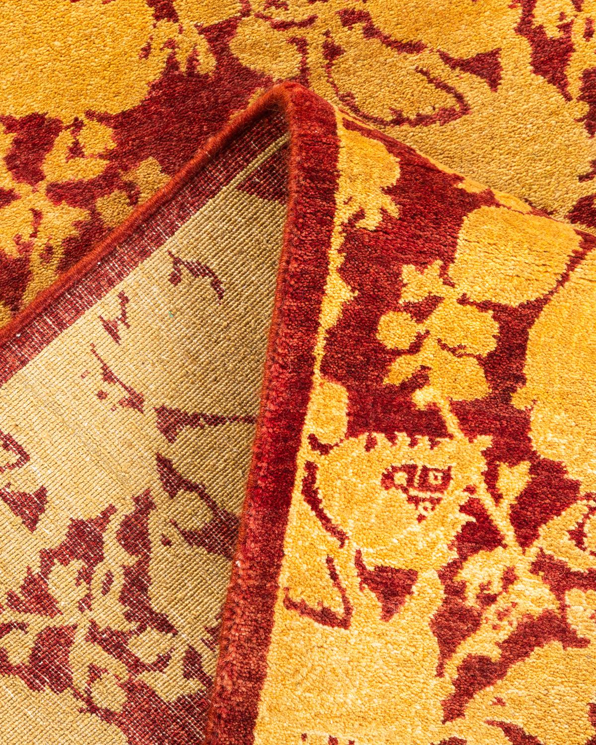 Einzigartiger handgeknüpfter, traditioneller, abstrakter Mogul-Roter Teppich 2' 8
