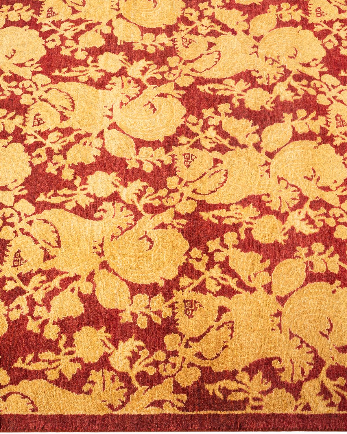 Tapis Mogul rouge traditionnel abstrait noué à la main, unique en son genre Neuf - En vente à Norwalk, CT