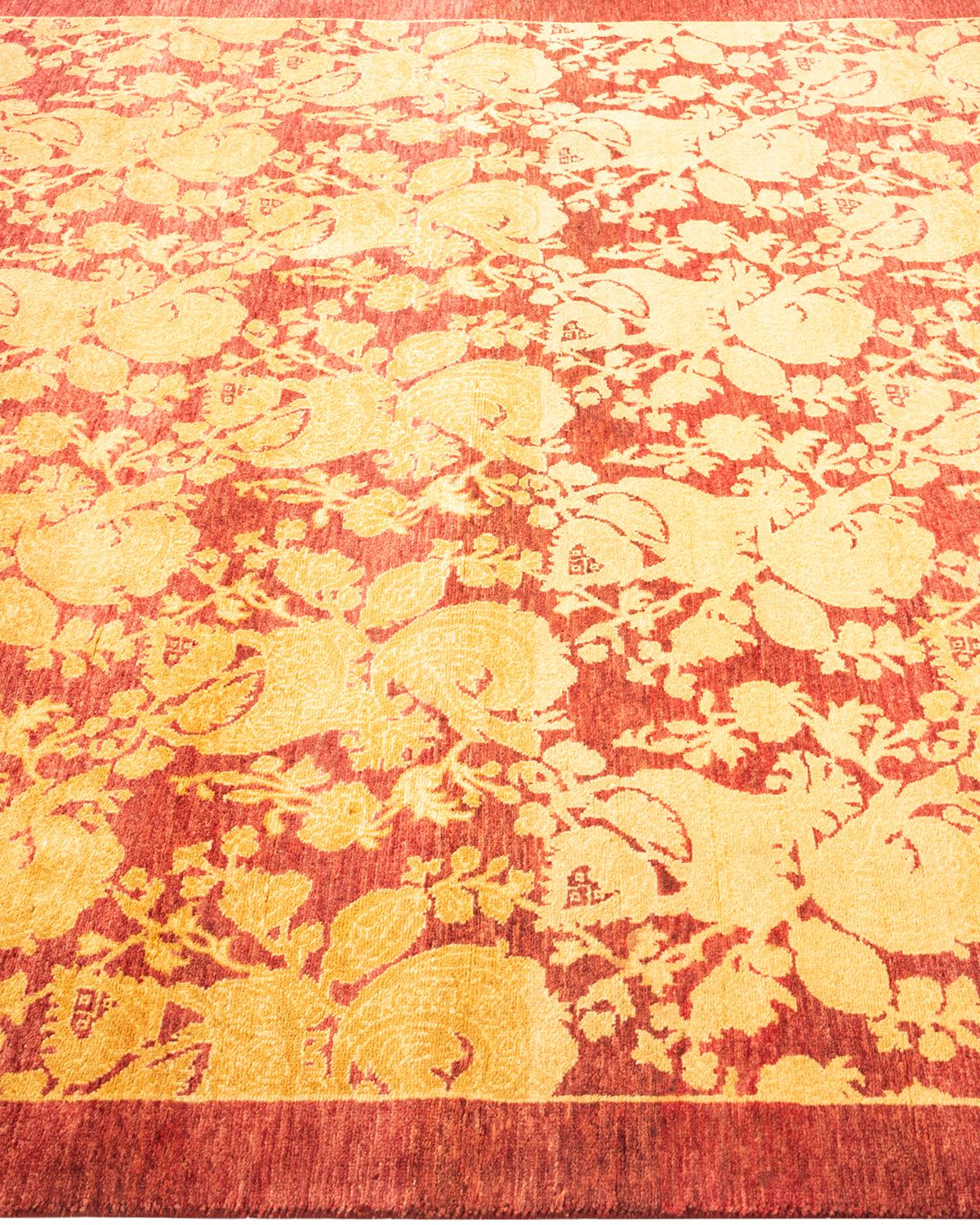 Tapis Mogul rouge traditionnel abstrait noué à la main, unique en son genre Neuf - En vente à Norwalk, CT