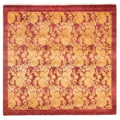 One-of-a-kind Hand Knotted Traditional Abstract Mogul Red Area Rug