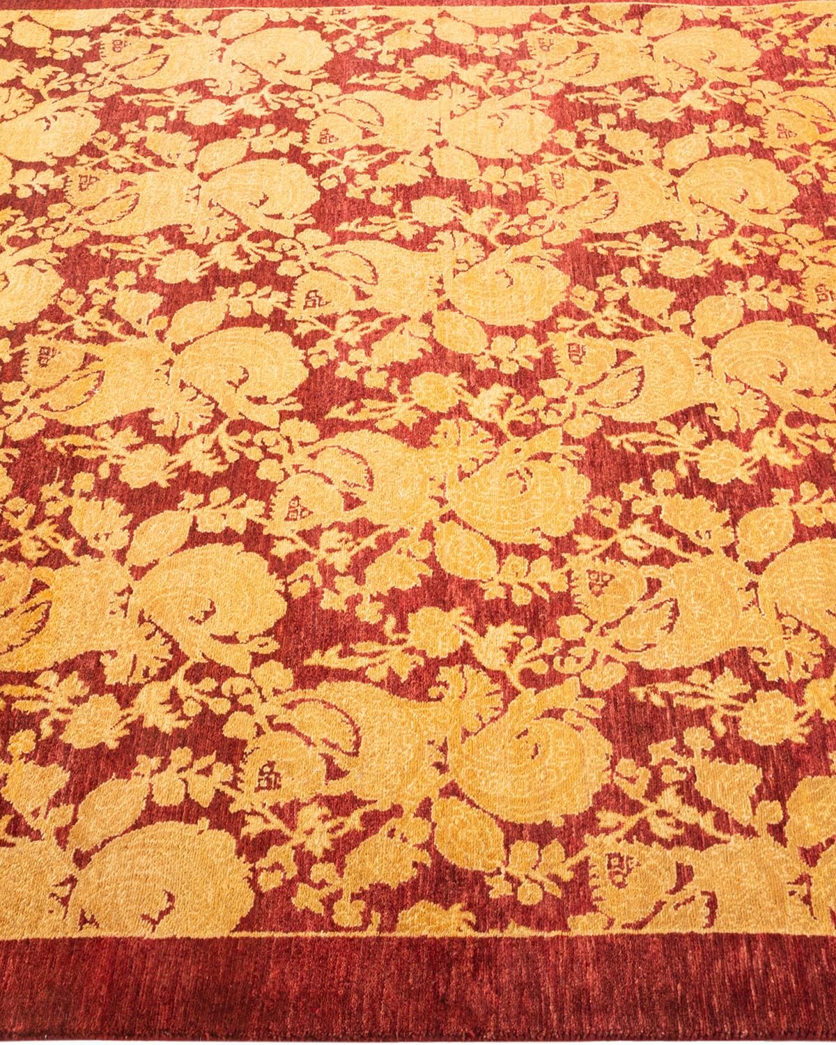 Tapis unique en son genre, noué à la main, traditionnellement abstrait et rouge moghol Neuf - En vente à Norwalk, CT