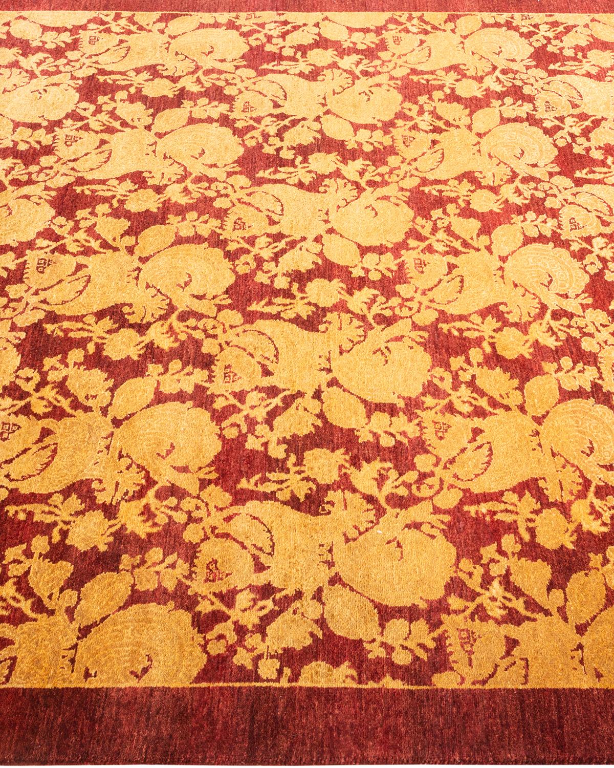 Tapis Mogul rouge traditionnel abstrait noué à la main, unique en son genre Neuf - En vente à Norwalk, CT