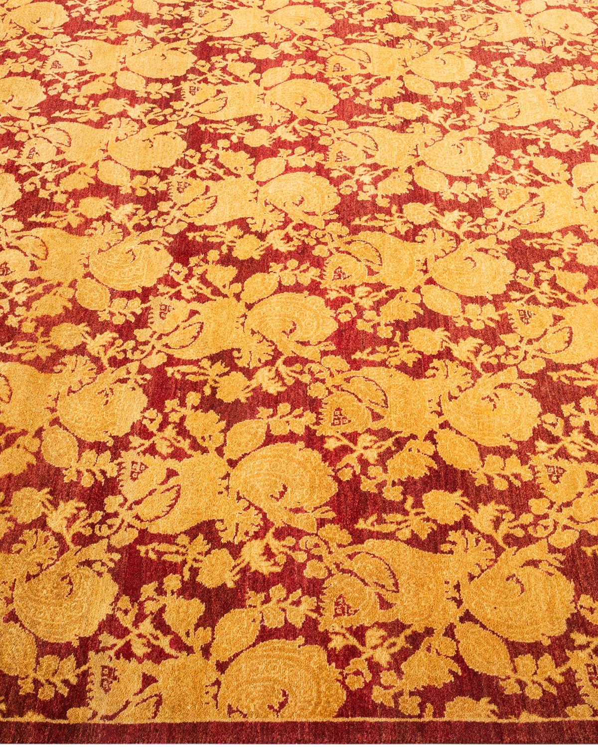 Tapis unique en son genre, noué à la main, traditionnellement abstrait et rouge moghol Neuf - En vente à Norwalk, CT
