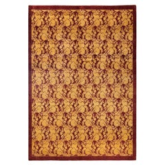 One-Of-A-Kind Hand Knotted Traditional Abstract Mogul Red Area Rug