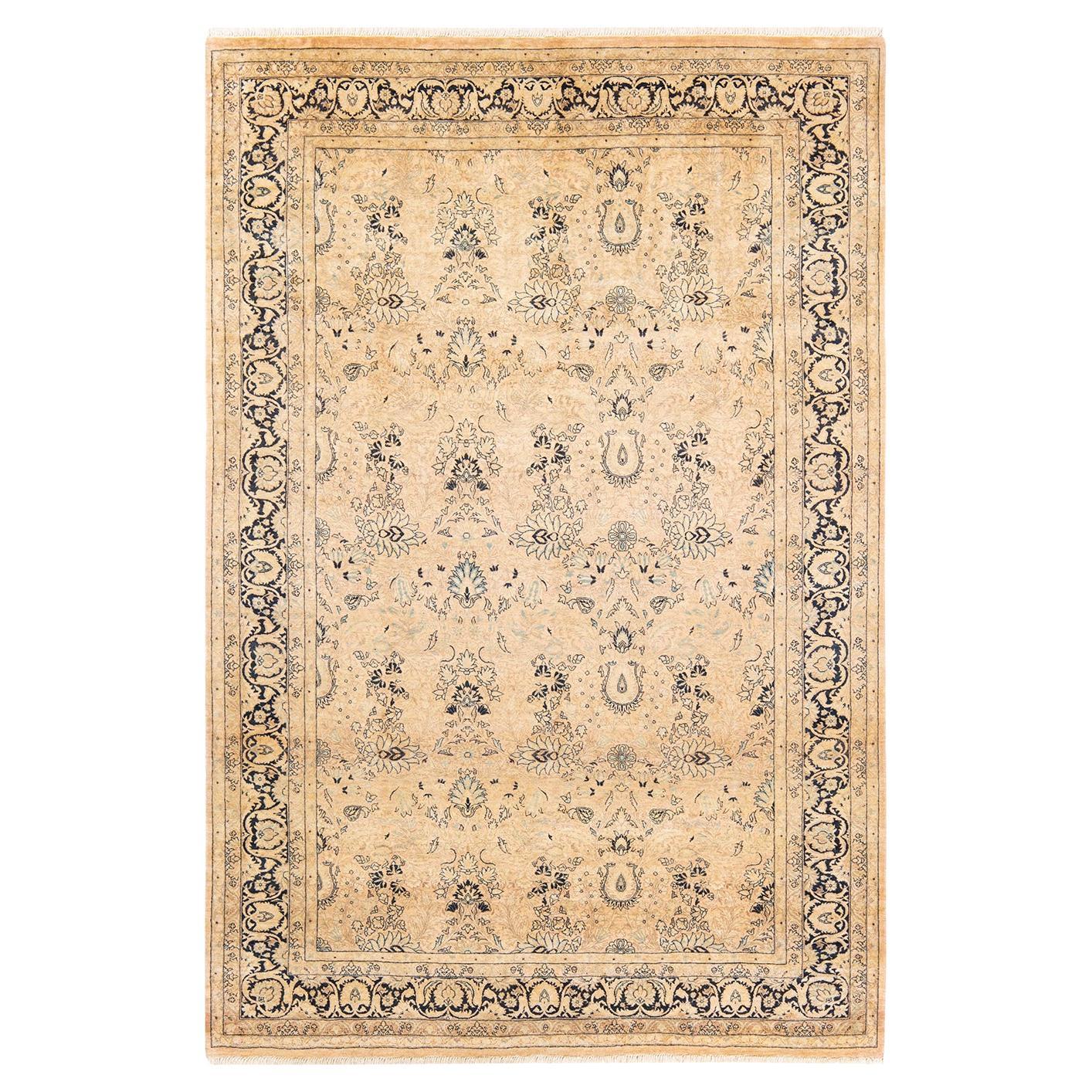 One-of-a-kind Hand Knotted Traditional Floral Mogul Beige Area Rug