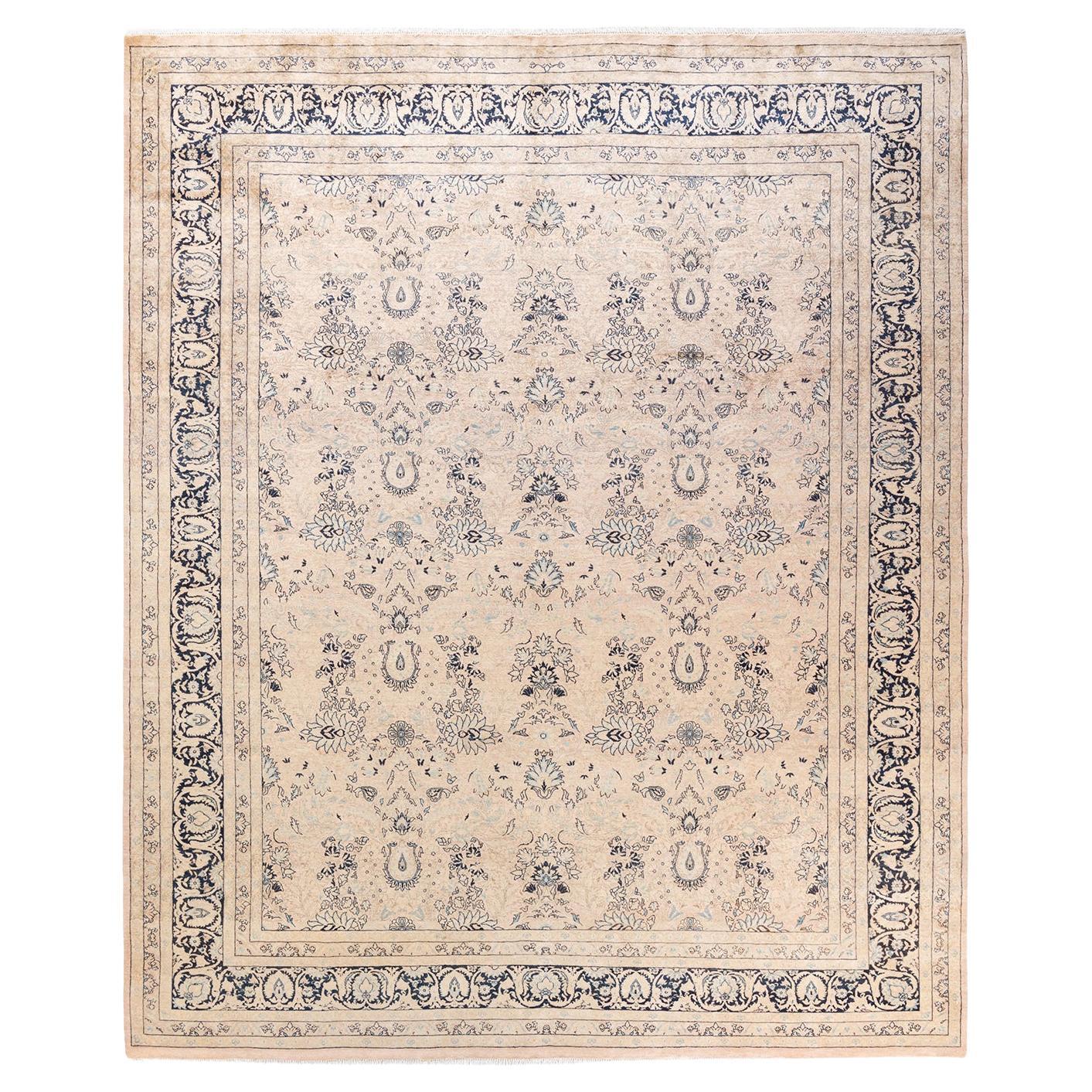 One-Of-A-Kind Hand Knotted Traditional Floral Mogul Beige Area Rug